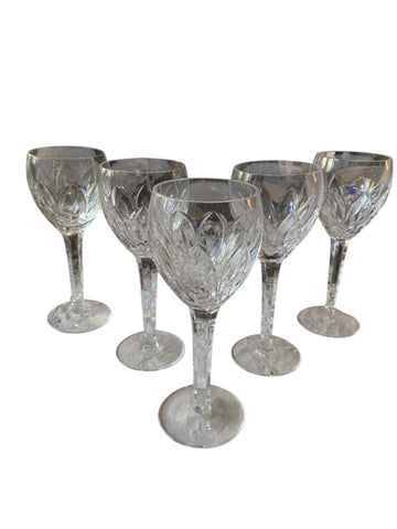 Set Of 5 Waterford Crystal White Wine Glasses
