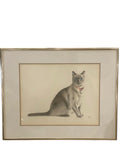 PRINT Cat portrait matted & gold metal frame