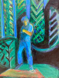 Painting of Fraenkel in Abstract Garden by Richard Fraenkel