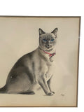 PRINT Cat portrait matted & gold metal frame