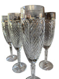 Set of 5 Ralph Lauren Herringbone Crystal Champagne Flutes