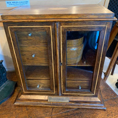 Oak Inlaid Cigar Cabinet