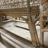 White Wicker Dining Set with Glass Top Table & Six Chairs