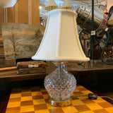 small crystal lamp with white shade