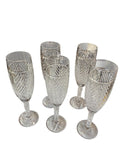 Set of 5 Ralph Lauren Herringbone Crystal Champagne Flutes