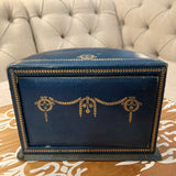 Blue Leather Box with Hidden Compartment & Gold Detail