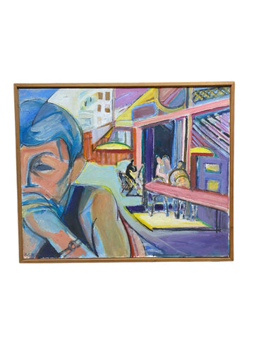 Painting 'Cafe le Grillon' by Richard Fraenkel