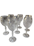 Set Of 7 Ralph Lauren Herringbone Crytal Wine Glasses