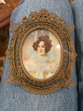 Handpainted Portrait Miniature Of Woman In Lace Collar