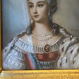 small portrait painting in bronze frame with Bow