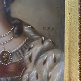 small portrait painting in bronze frame with Bow