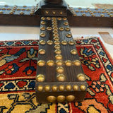 GP dark wood nail head studded oval accent entry hall TABLE
