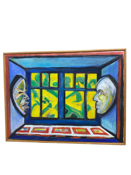 Painting 'Two Masks' by Richard Fraenkel