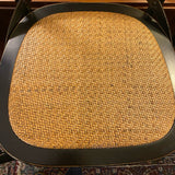 set of 4 black bar stools with woven seats