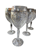 Set Of 7 Ralph Lauren Herringbone Crytal Wine Glasses
