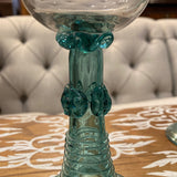 Set of 9 blue stemmed Rhine Wine glasses