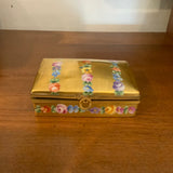 Limoges porcelain box gold with flowers