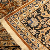 Caramel, Beige & Blue Silk Persian Rug 2'9" x 4'8"