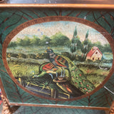 tole CACHE POT with peacock motif as is