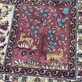 Burgundy Red, Cream & Black Floral Animal Block Motif with Border 9'8" x 14'6"