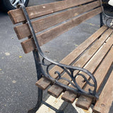 Wrought Iron and Wood Outdoor Park Style Bench