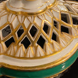 Green & White Porcelain Pierced Compote