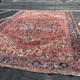 Heriz Large Area Rug, Cream and Deep Red Tones 9' x 12'3"