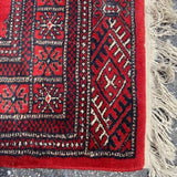 Traditional Red Rug Bokara with Fringe Detail