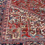 Heriz Large Area Rug, Cream and Deep Red Tones 9' x 12'3"