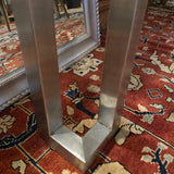 White Painted Grasscloth Top Dining Table on Chrome Legs