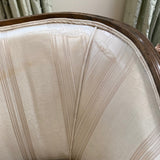 Ivory striped camel back sofa with down cushion