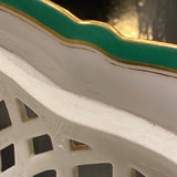 Green & White Porcelain Pierced Compote