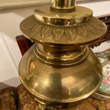 Pair of Brass Lion Head Lamps with Shades