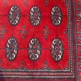 Traditional Red Rug Bokara with Fringe Detail