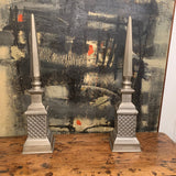 Pair of Silver Tone Obelisks