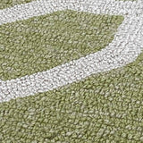 Chartreuse and Cream Geometric Pattern Knotted Rug 8' x 10'