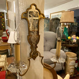 Pair of Mirrored Etched Double Arm Sconces