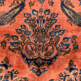Coral & Royal Blue Persian Sarouk Rug 10'7" x 20'4"