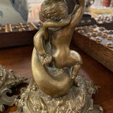 Dolphin and Putti Bronze Candlesticks