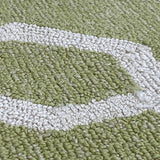 Chartreuse and Cream Geometric Pattern Knotted Rug 8' x 10'
