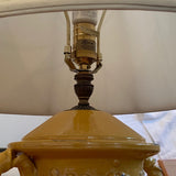 Pair of Mustard Pottery Urn Lamps