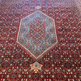 Red Persian Rug with Hexagon Central Medallion 9' x 12'