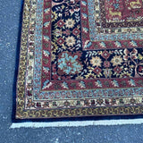 Burgundy Red, Cream & Black Floral Animal Block Motif with Border 9'8" x 14'6"