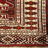Red & Ivory Diamond Pattern Rug with Long Fringe 3'9" x 5'8"