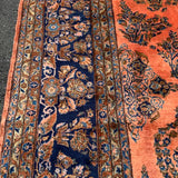 Coral & Royal Blue Persian Sarouk Rug 10'7" x 20'4"
