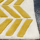 Yellow and White Plush Chevron Pattern Rug 4' x 6'