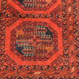 Red Persian Rug with 10 Hexagon Medallions in Center 4'2" x 6'4"
