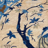 Round Blue & Cream Art Deco Rug 4' d