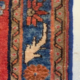 Raspberry & Blue Asian Rug,Handmade 4' x 6'7"