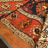 Striped Kilim Rug in Orange, Red Brown Threads 2'10" x 4'3"